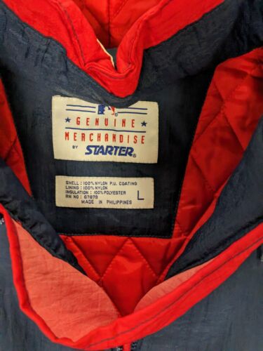 Vintage Boston Red Sox Starter Puffer Jacket Size Large Blue 1/2 Zip MLB