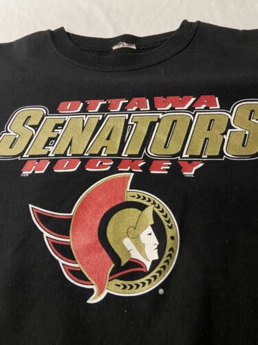 Vintage Ottawa Senators Sweatshirt Crewneck Size Large Black 90s NHL