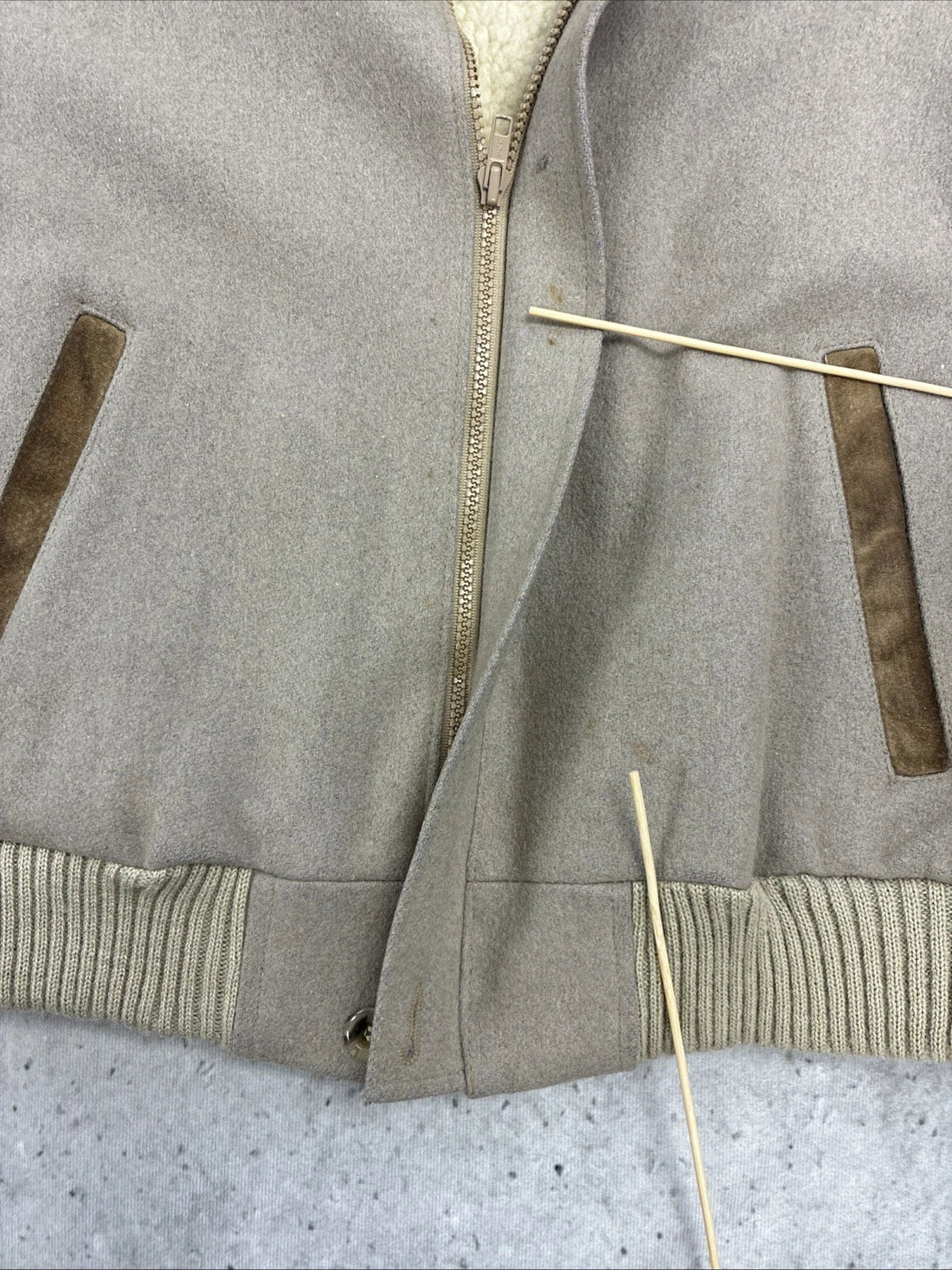 Vintage Sherpa Lined Wool Bomber Jacket Size Large