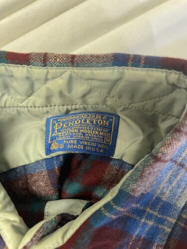 Vintage Pendleton Wool Lodge Button Up Shirt Size Medium Tartan Plaid