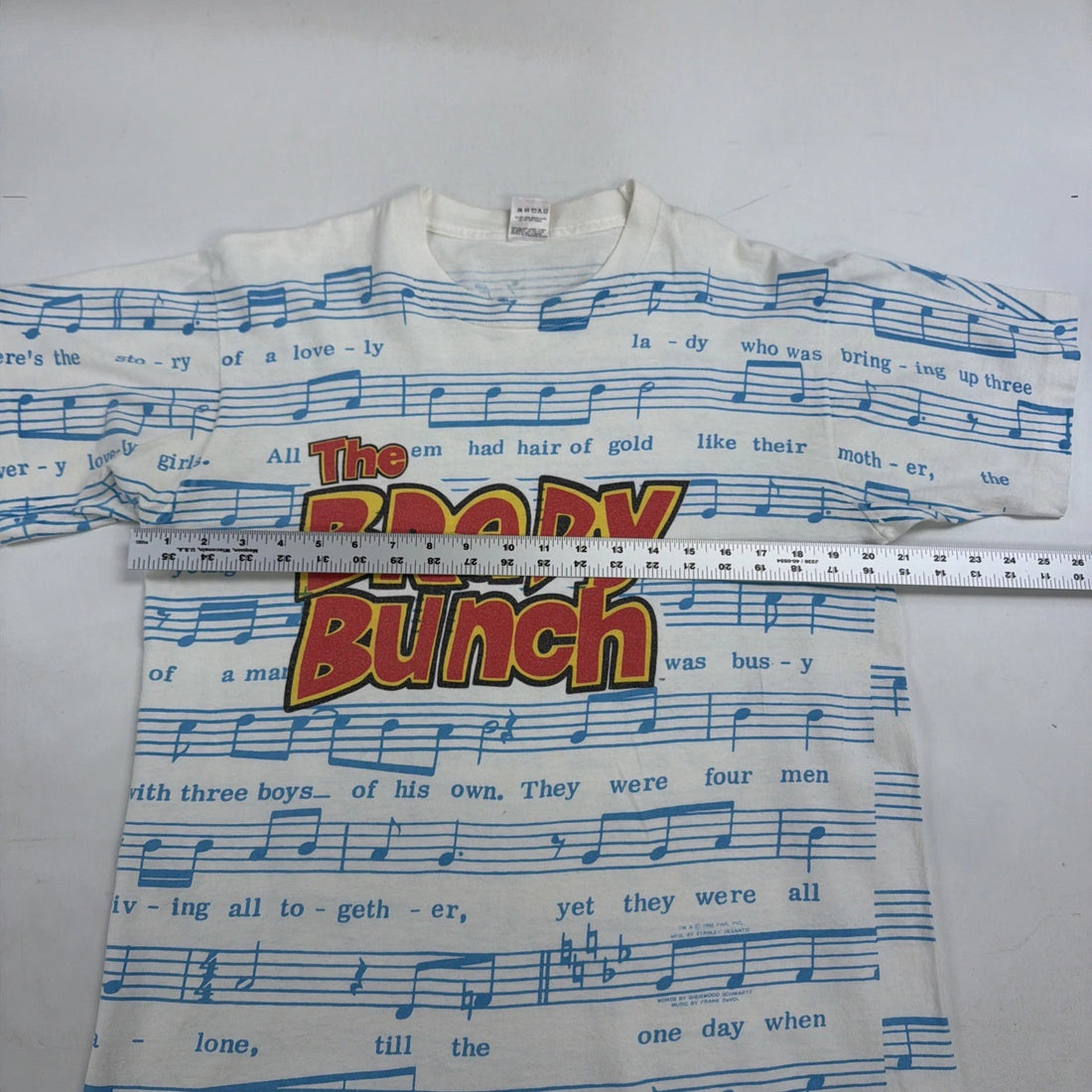 Vintage Brady Bunch Music T-Shirt Size Large All Over Print 90s