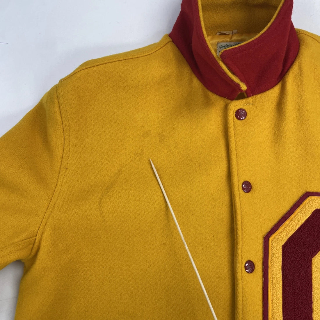 Vintage Football Wool Letterman Varsity Coat Jacket Size 40 Yellow