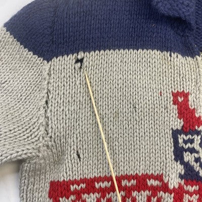 Vintage Totem Pole Thunderbird Wool Knit Cowichan Sweater Large Native