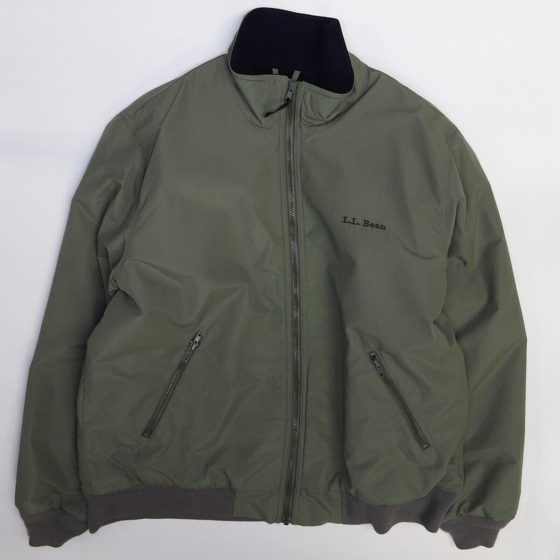 Vintage L.L. Bean Fleece Lined Bomber Jacket Size Large Green