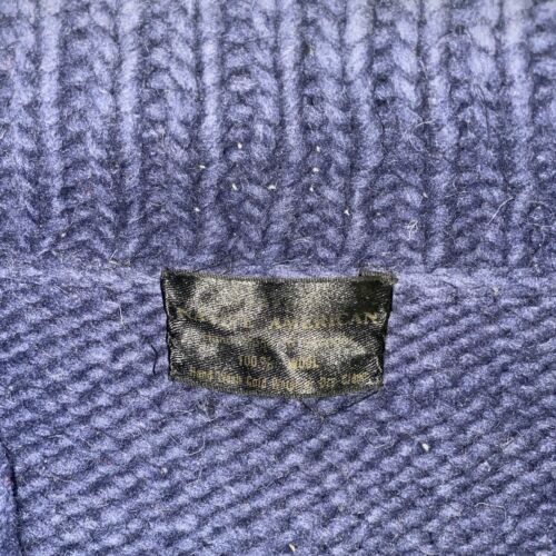 Vintage Leaf Wool Knit Cardigan Sweater Size Large Blue