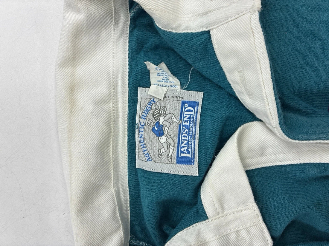 Vintage Lands End Rugby Shirt Size 2XL Striped Long Sleeve