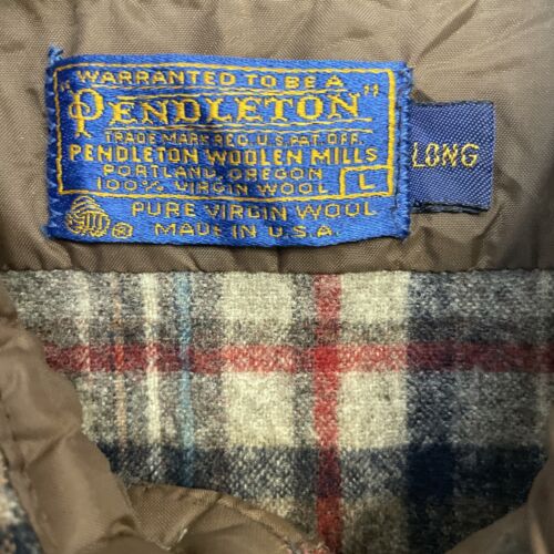 Vintage Pendleton Wool Lodge Button Up Shirt Size Large Long Plaid