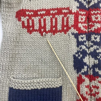 Vintage Totem Pole Thunderbird Wool Knit Cowichan Sweater Large Native
