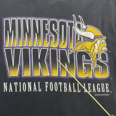 Vintage Minnesota Vikings Starter T-Shirt Size Medium Black 1997 90s NFL