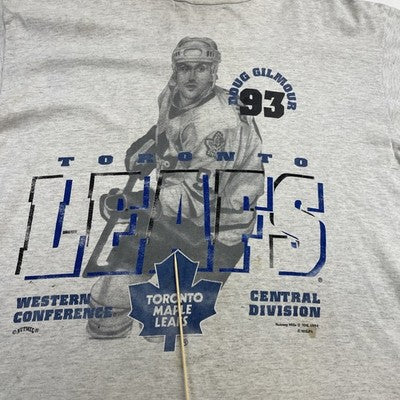 Vintage Toronto Maple Leafs Doug Gilmour Nutmeg T-Shirt Size Large 90s NHL