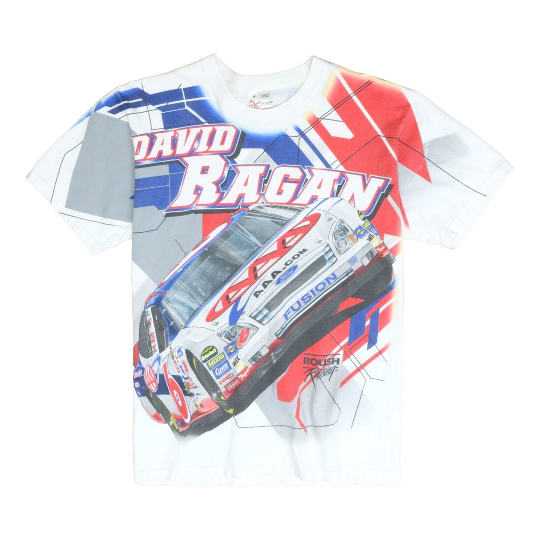 Vintage David Ragan Racing Chase T-Shirt Size Medium White All Over Print NASCAR