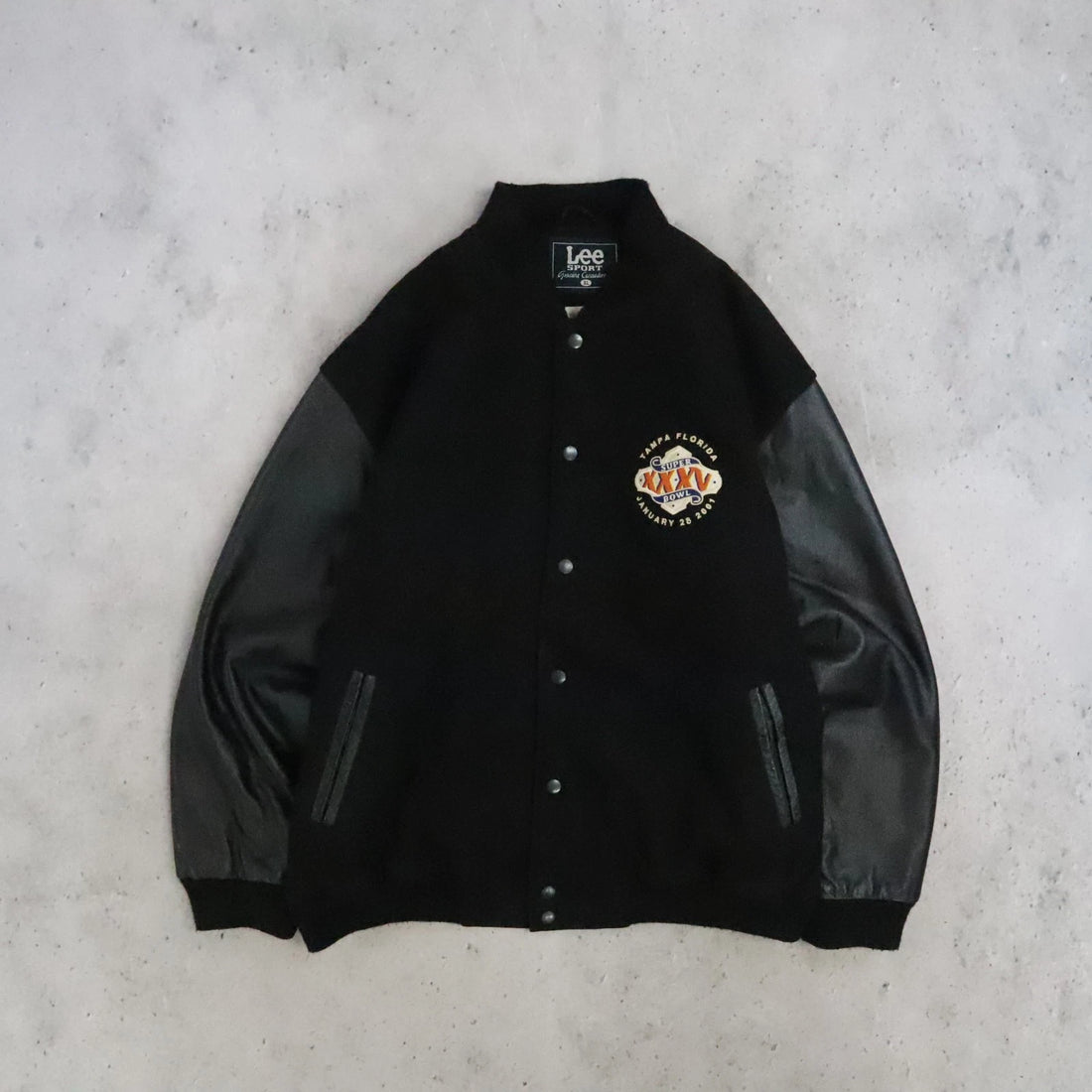 Super Bowl XXXV Lee Sport Leather Wool Varsity Jacket Size XL NFL