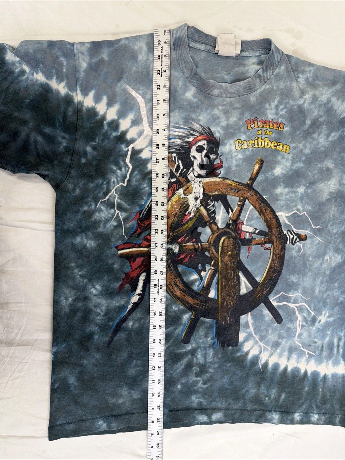 Vintage Pirates Of The Caribbean Disney Tie Dye T-Shirt Size Large 90s