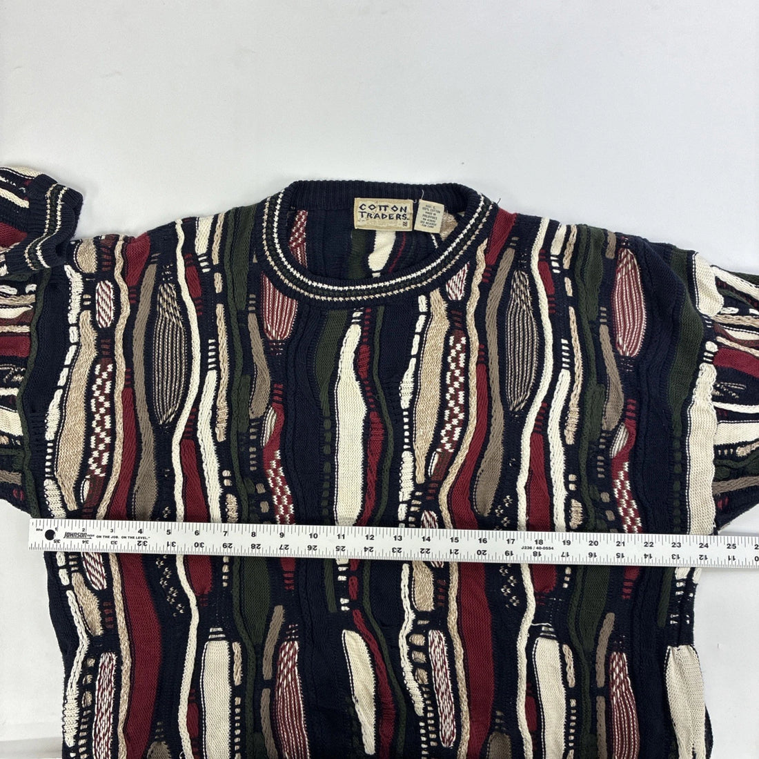 Vintage Cotton Traders 3D Knit Crewneck Sweater Size Large
