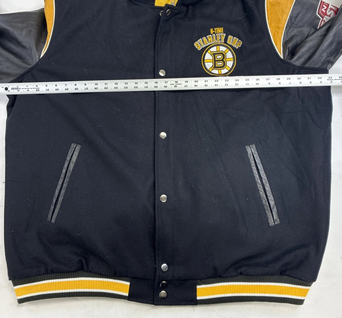 Boston Bruins Stanley Cup G-III Carl Banks Leather Wool Varsity Jacket 4XL NHL