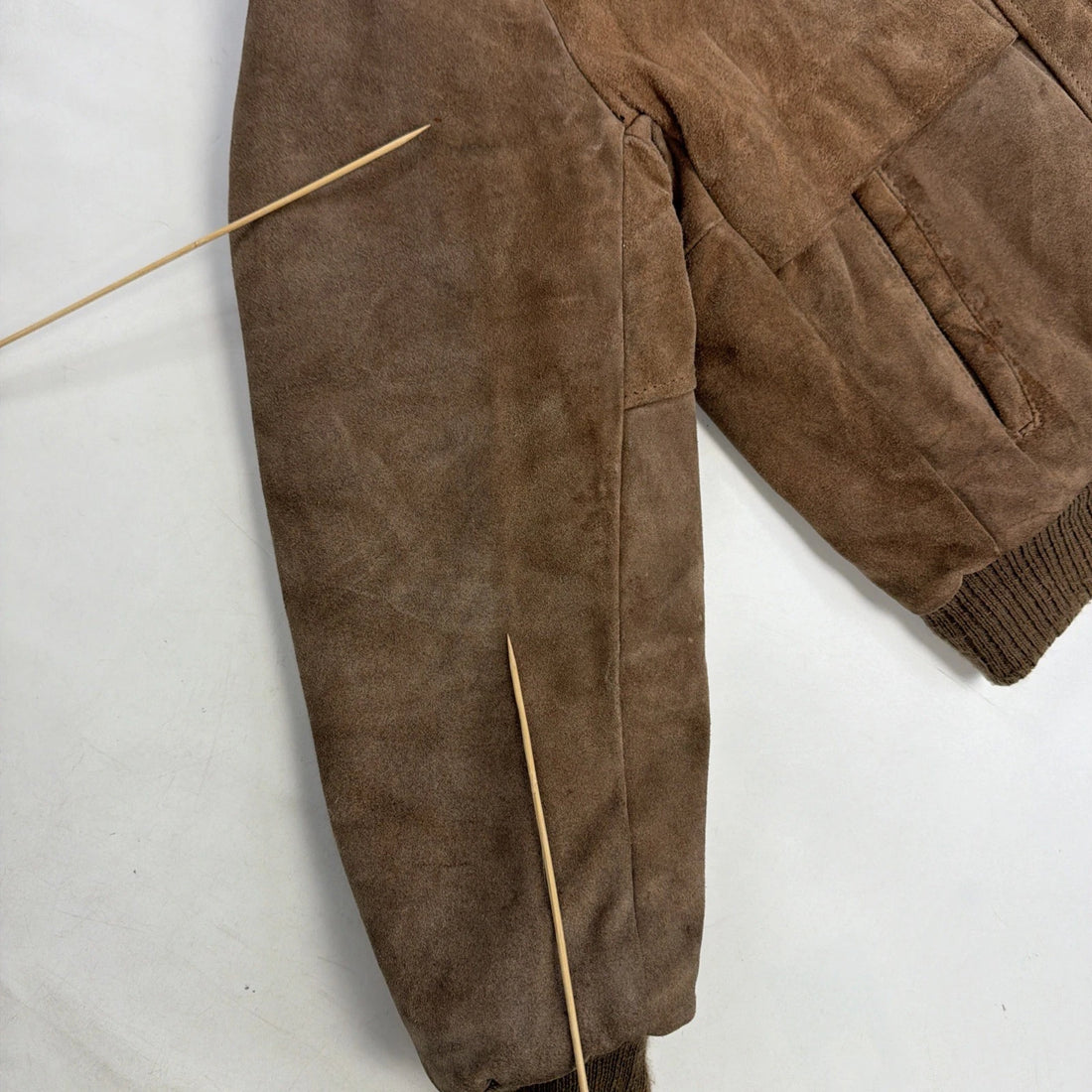 Vintage Fieldmaster Leather Suede Bomber Jacket Size 44 Brown
