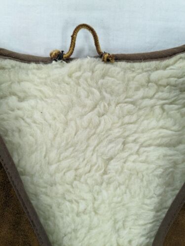 Vintage Suede Leather Western Vest Jacket Medium Brown Sherpa Lined Scovex Zip