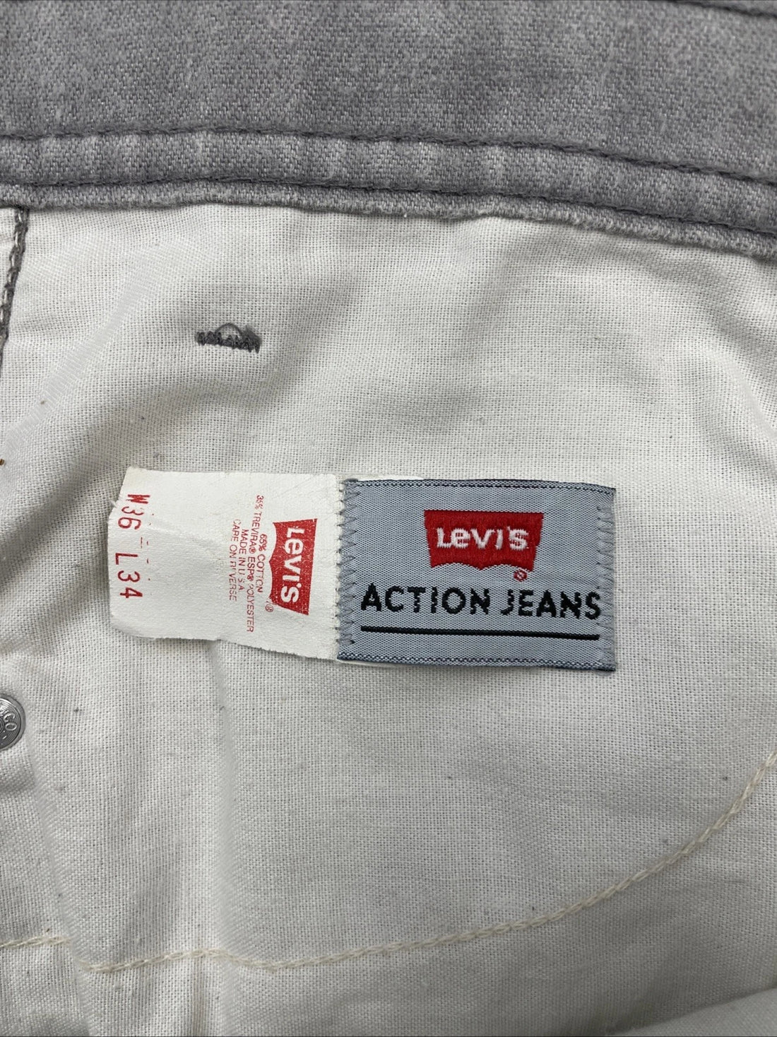Vintage Levi's Action Denim Jeans Pants Size 36 X 34 Gray