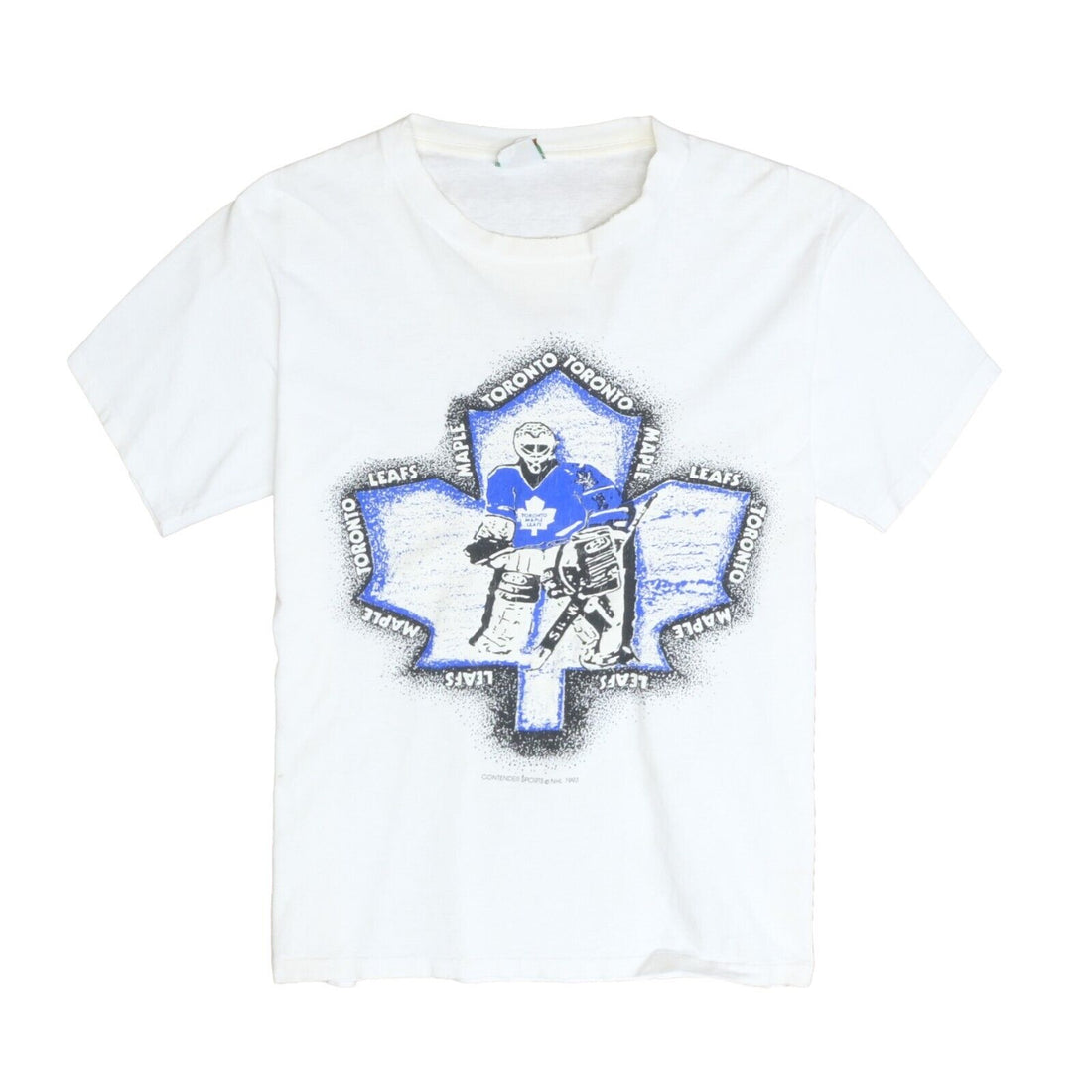Vintage Toronto Maple Leafs Goalie T-Shirt Size Medium White 1993 90s NHL