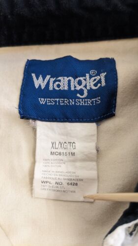 Vintage Wrangler Western Pearl Snap Button Up Shirt Size XL Aztec Ranch Cowboy