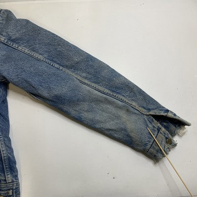 Vintage Lee PATD-153438 Denim Trucker Jacket Size 40L Blanket Lined Distressed