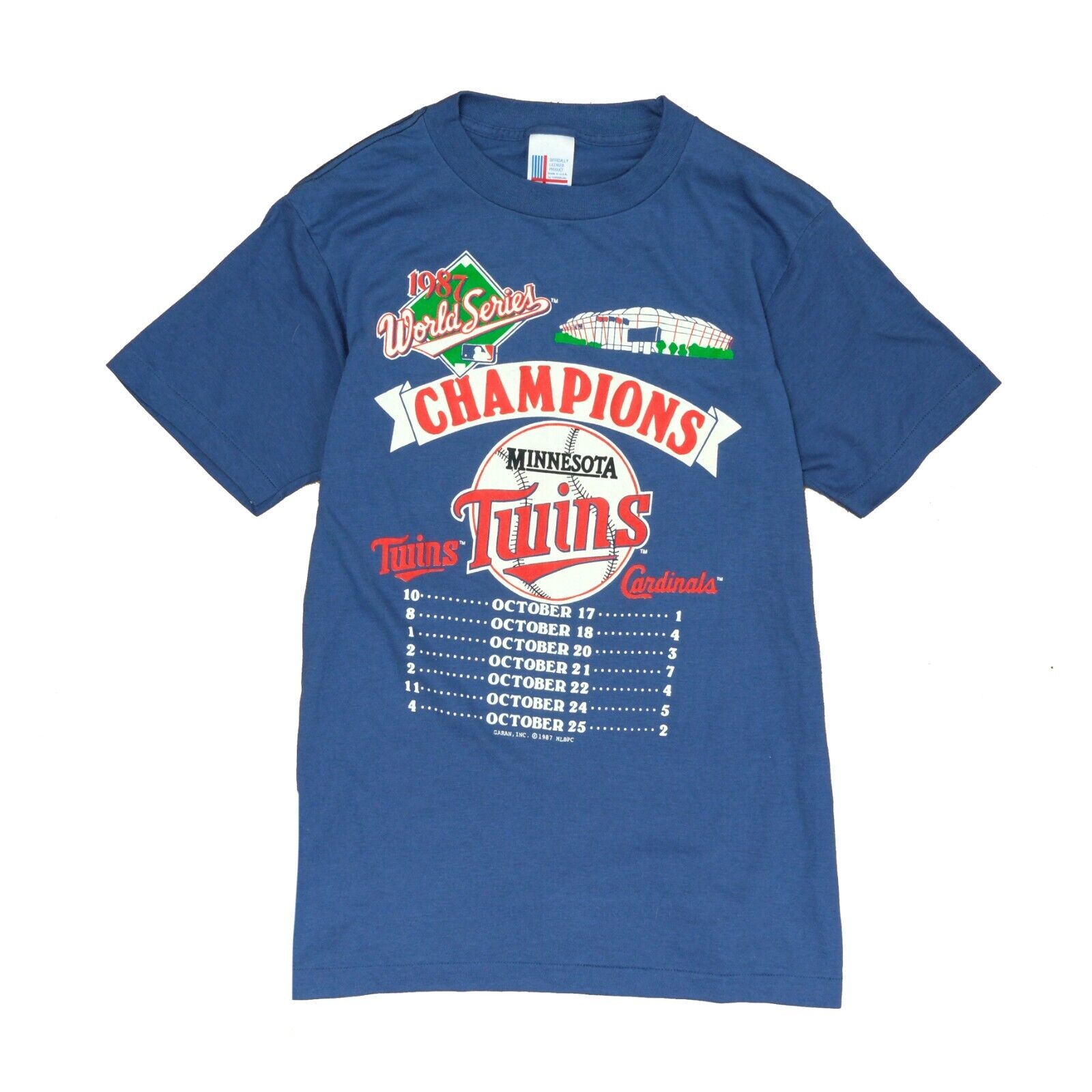 80年代 チャンピオン Champion トリコタグ MLB MINNESOTA TWINS ミネソタツインズ スポーツプリントTシャツ USA製 メンズM ヴィンテージ /eaa331566グレー系灰色柄