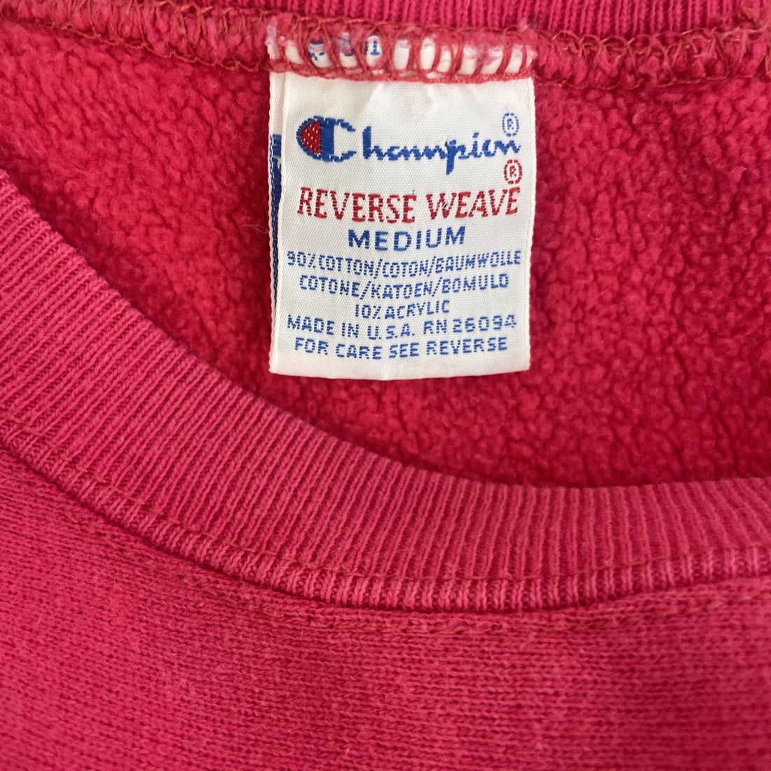Vintage Champion Reverse Weave Crewneck Sweatshirt Size Medium Pink 90s