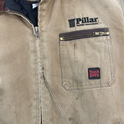 Vintage Tough Duck Canvas Work Jacket Size XL Brown Detroit Style
