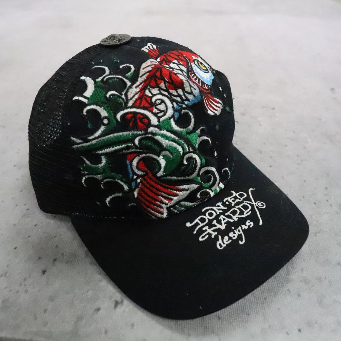 Ed Hardy Tattoo Koi Fish Trucker Snapback Hat Cap OSFA Y2K
