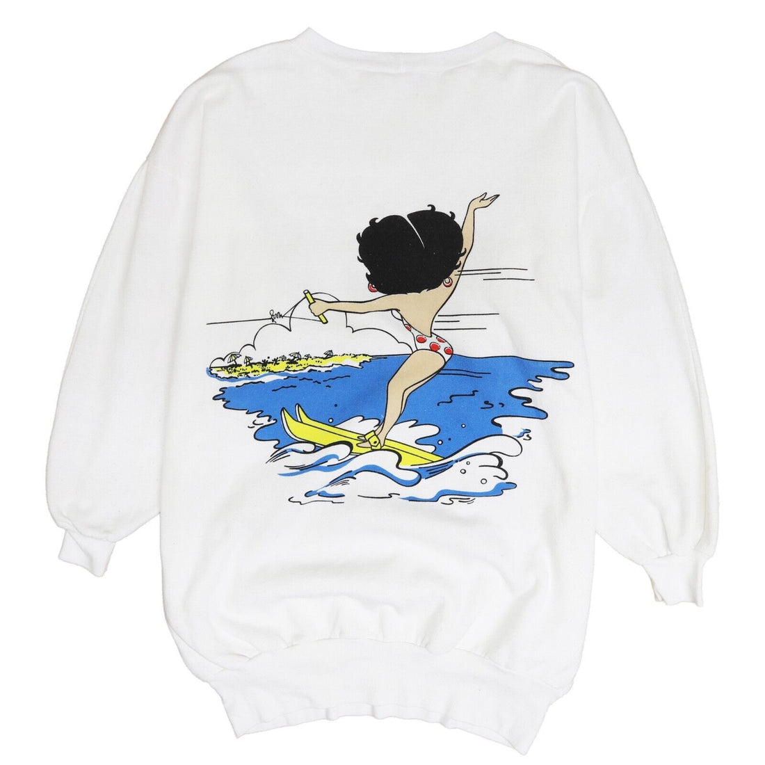 Vintage Betty Boop Water Skiing Sweatshirt Crewneck XL Double Sided Cartoon