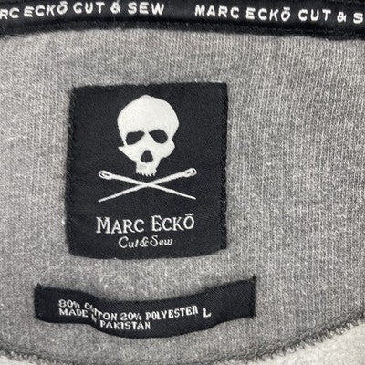 Marc Ecko Cut & Sew Skull Full Zip Sweatshirt Hoodie Size Large Gray Y2K
