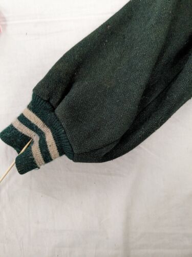 Vintage All Star Wool Letterman Varsity Bomber Jacket Size Medium Green