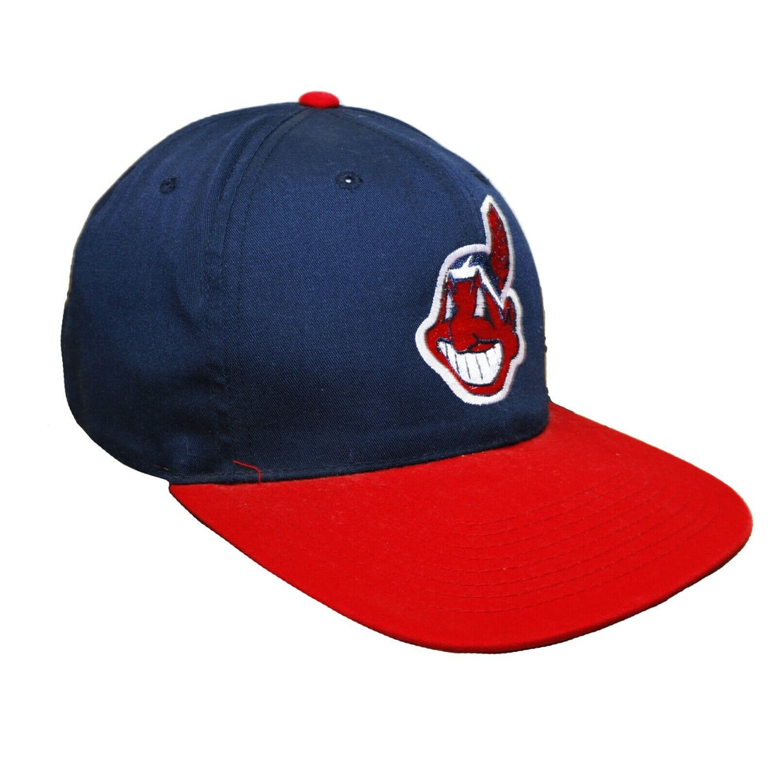 Vintage Cleveland Indians Two Tone Strapback Hat Cat Size OSFA 90s MLB