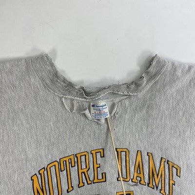 Vintage Notre Dame Champion Reverse Weave Crewneck Sweatshirt XL Distressed 80s