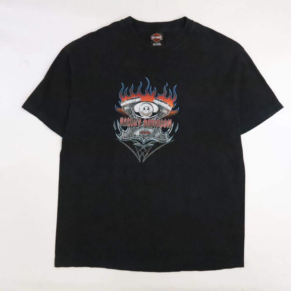Vintage Harley Davidson Motorcycles Flame Engine T-Shirt XL