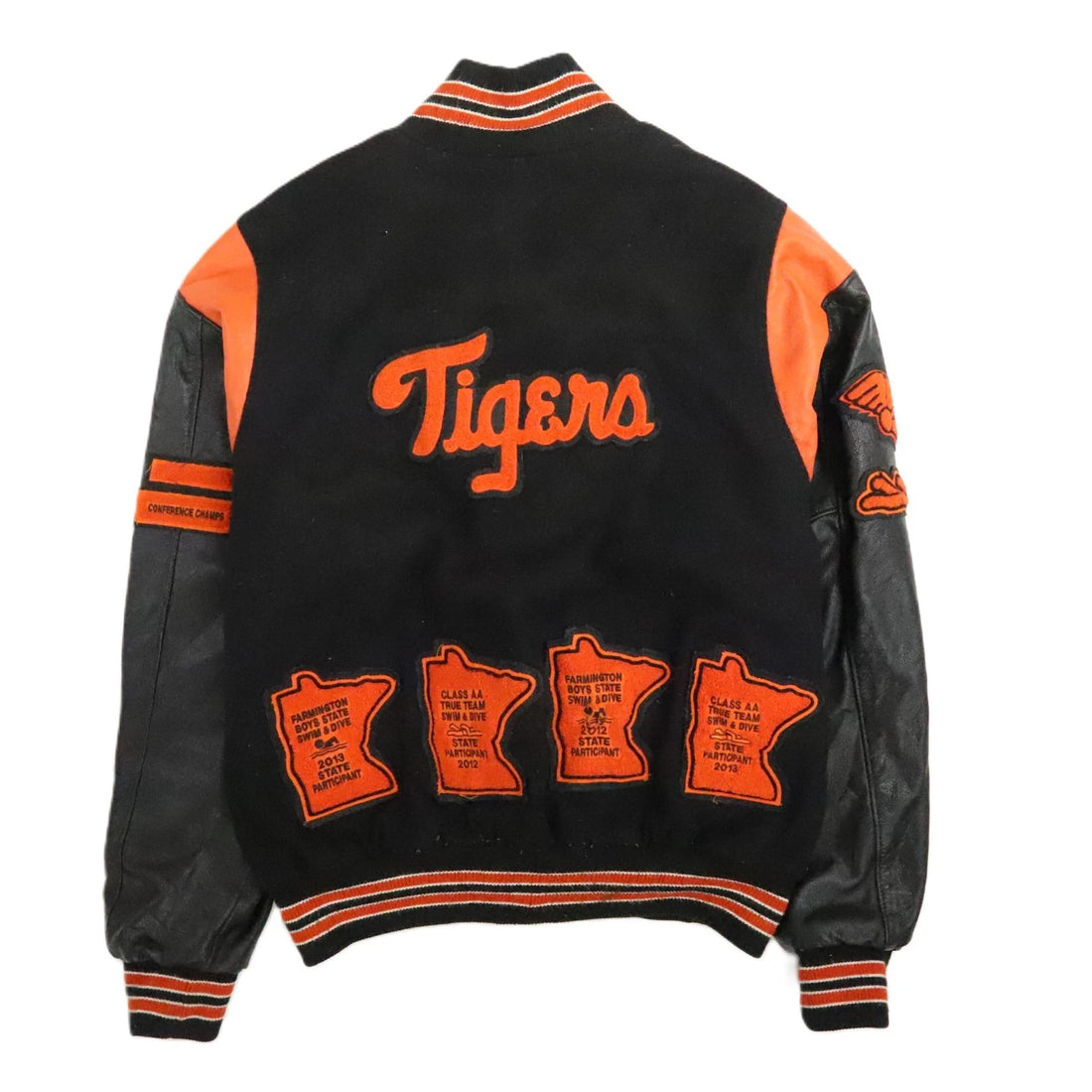 Vintage Rennoc Classic Letterman Tigers Wool Leather Varisty Jacket Size XL