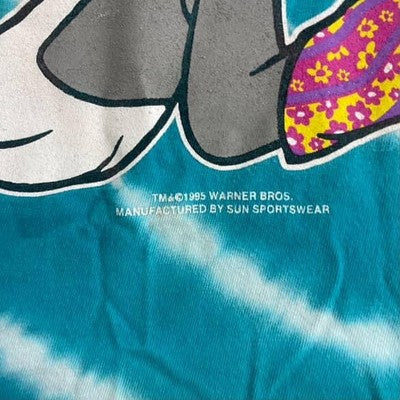Vintage Bugs Bunny Surfing Tie Dye T-Shirt Size XL 1995 90s