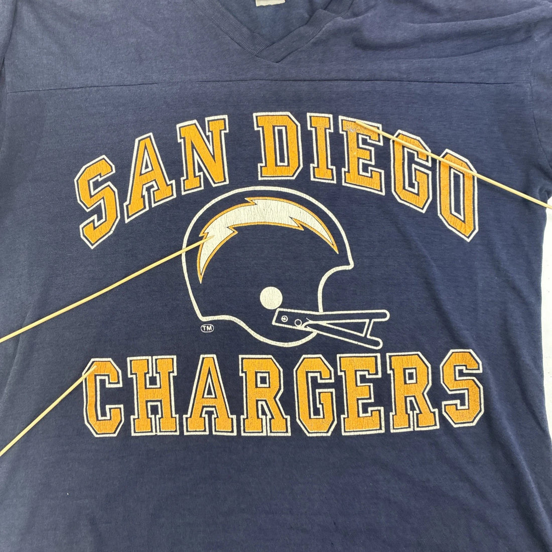 Vintage San Diego Chargers Logo 7 Raglan Jersey T-Shirt Size XL