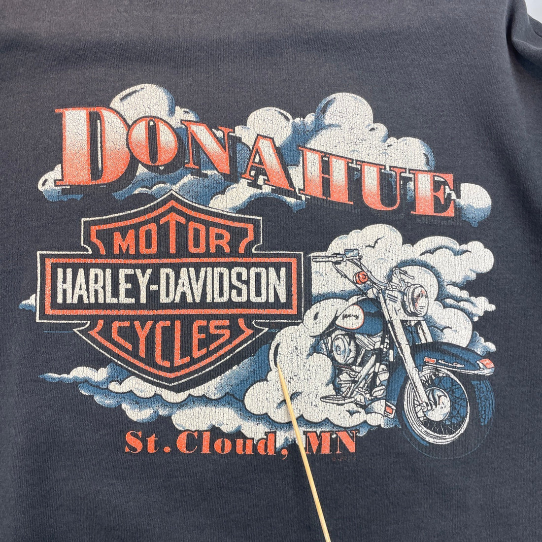 Vintage Harley Davidson Motorcycle Clouds Sweatshirt Crewneck Large Double Sided