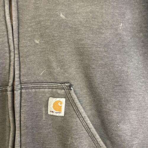 Vintage Carhartt Full Zip Sweatshirt Hoodie Size Large Gray Thermal Lined