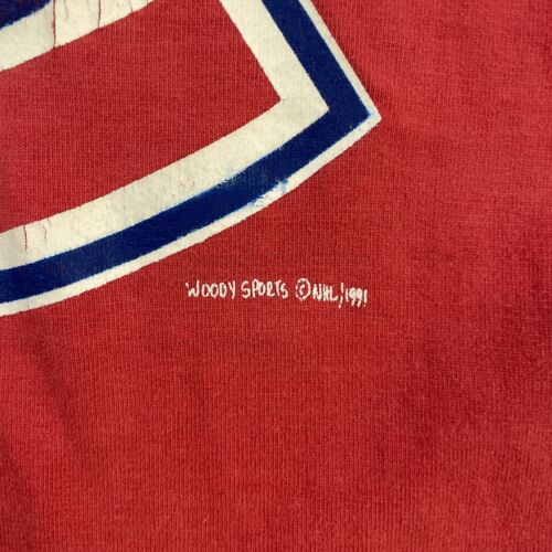 Vintage Montreal Canadiens T-Shirt Size XL Red 1991 90s NHL