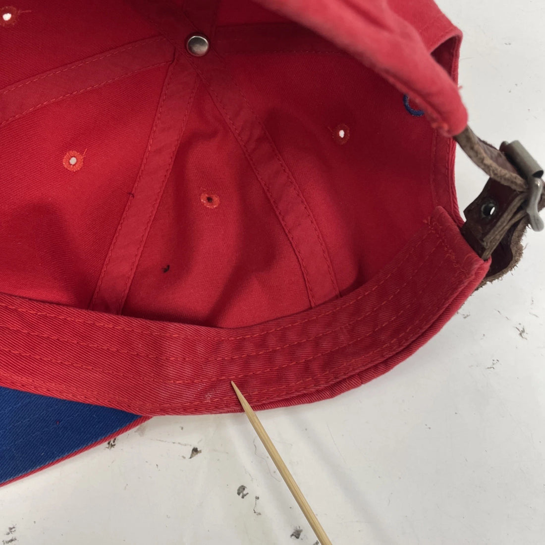 Vintage Polo Ralph Lauren Baseball Hat Cap Red Leather Strap
