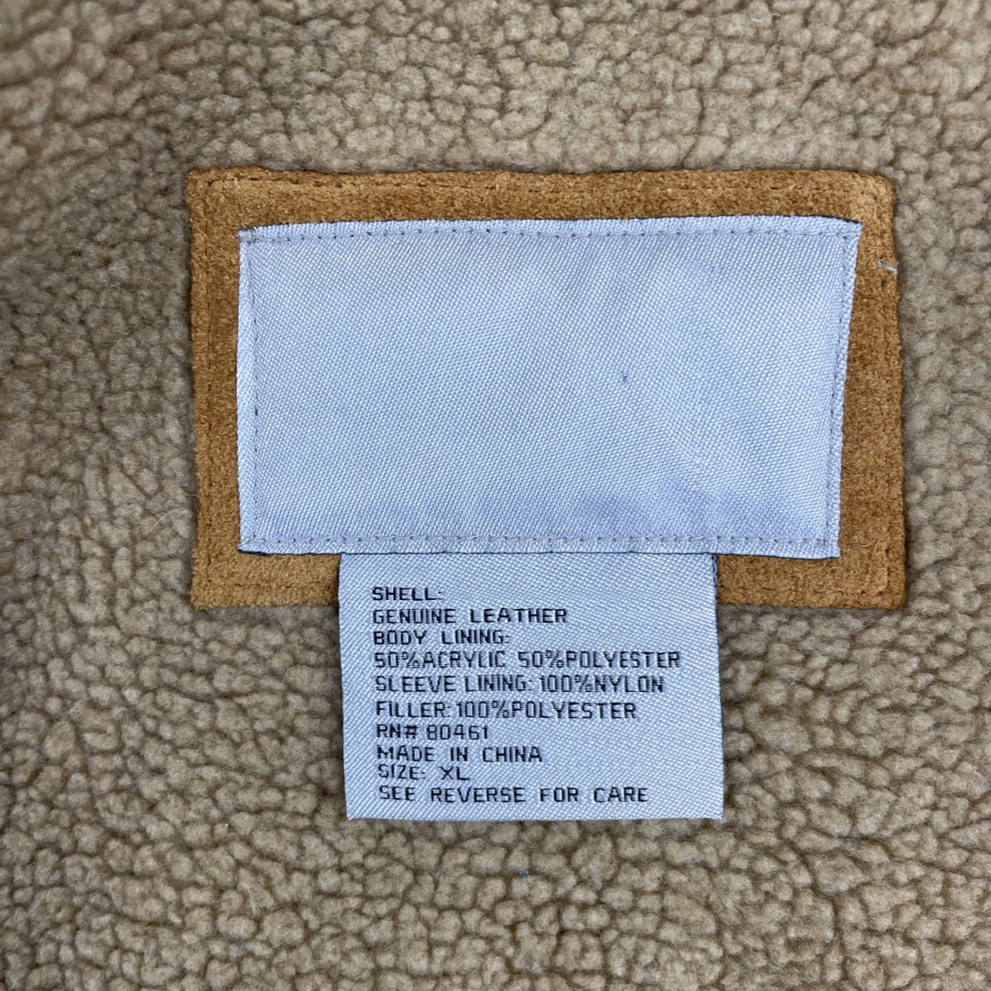 Leather Suede Work Jacket Size XL Sherpa Lined Brown