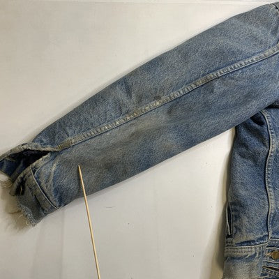 Vintage Lee PATD-153438 Denim Trucker Jacket Size 40L Blanket Lined Distressed