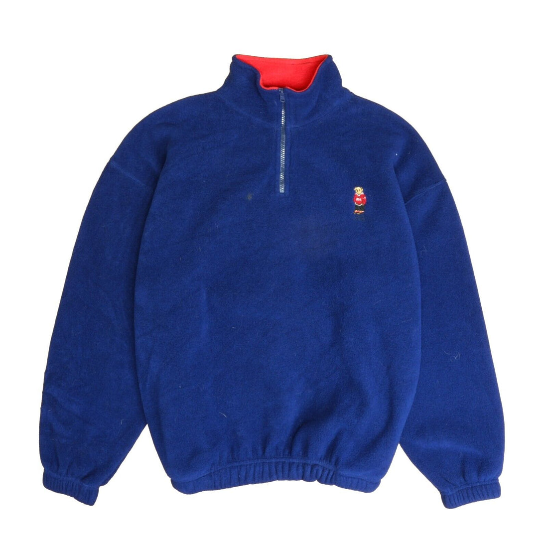 Vintage Polo Sport Ralph Lauren Bear Fleece Jacket Size Medium Blue Pullover
