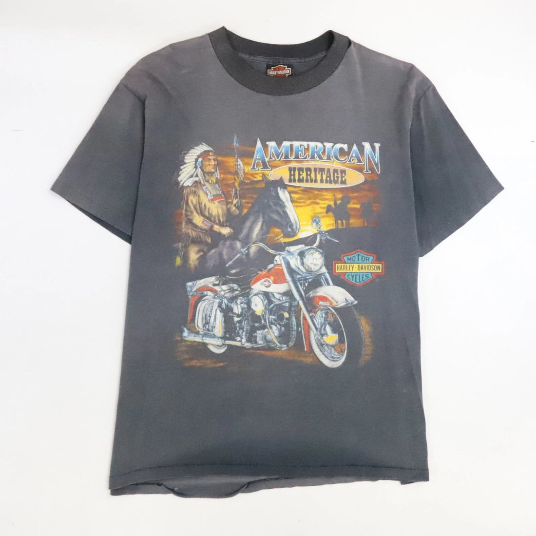 Vintage Harley Davidson Motorcycles American Heritage Native T-Shirt Large 90s