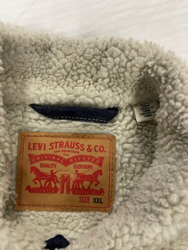 Vintage Levi Strauss & Co Denim Trucker Jacket Size 2XL Sherpa Lined
