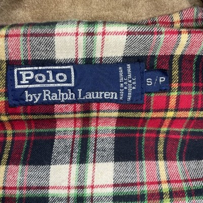 Vintage Polo Ralph Lauren Leather Suede Vest Jacket Size Small Plaid Lined 90s