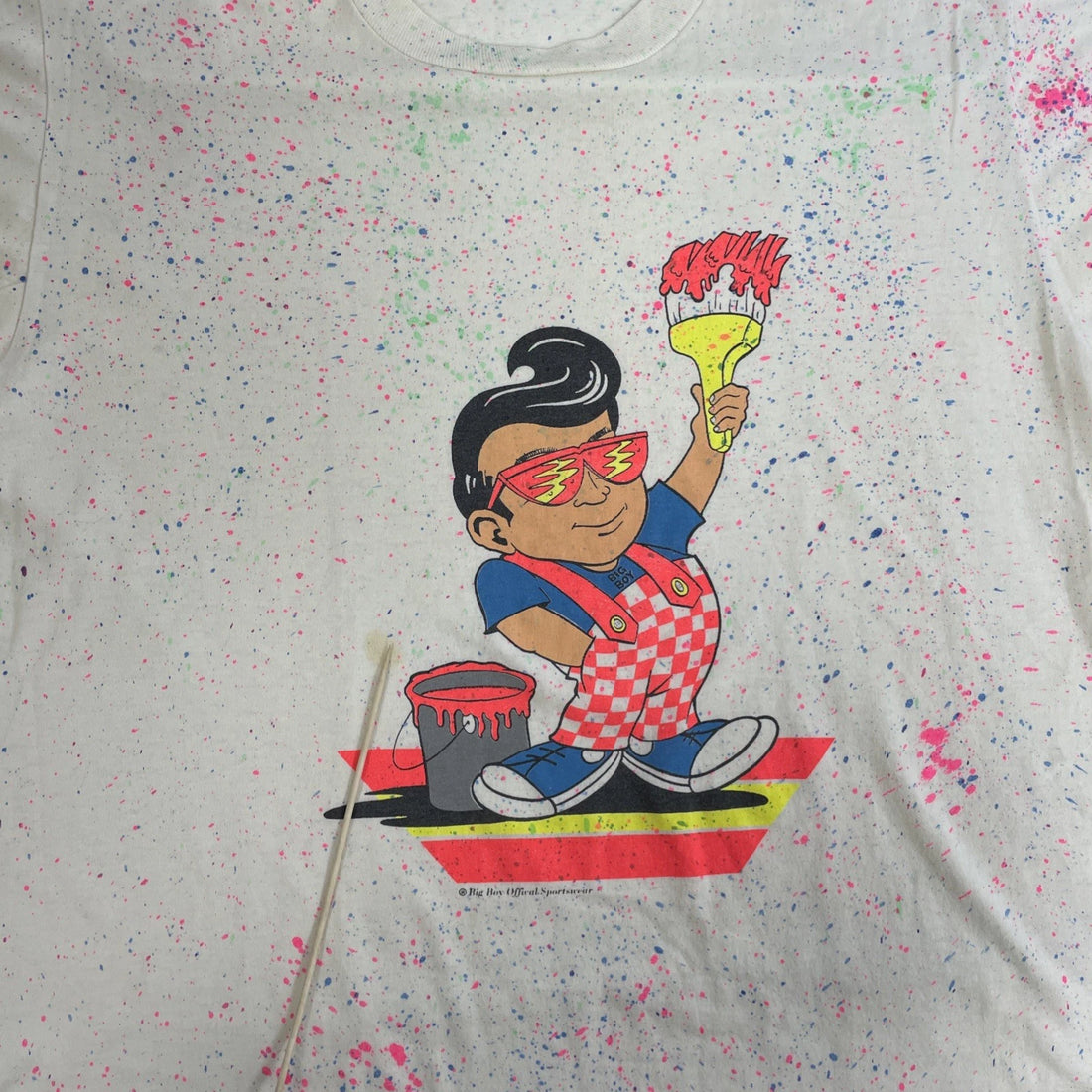 Vintage Big Boy Paint Splatter T-Shirt Size Large 90s