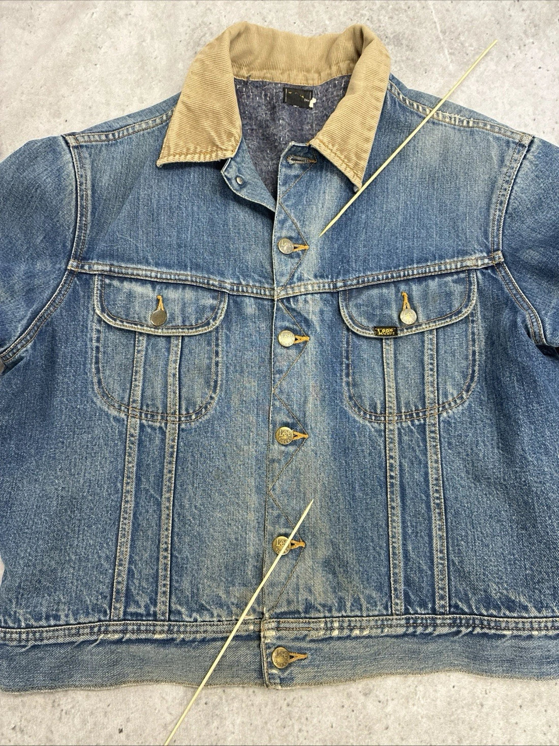 Vintage Lee Blanket Lined Denim Trucker Jacket Size XL